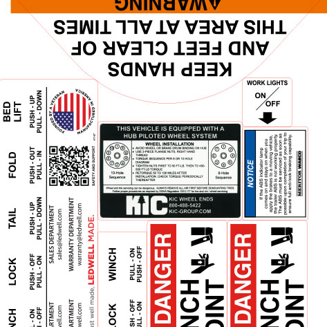 hydraulic trailer warning decals